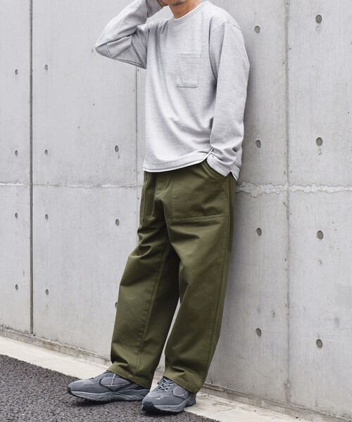 「SHIPS any」 長袖Tシャツ MEDIUM オリーブ メンズ_画像9