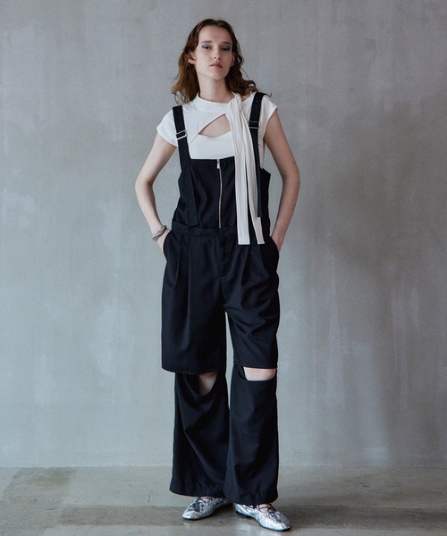 maison special ブラック サロペット オールインワン MAISON SPECIAL（メゾンスペシャル） オールインワン Long-Strap