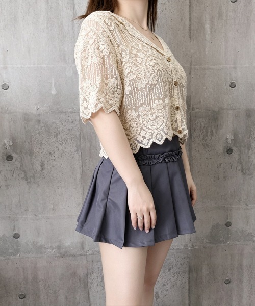 miniministore（ミニミニストア） ブラウス シャツ 半袖 透かし編み花