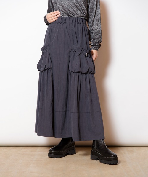 「OSMOSIS」 「loaf」フレアスカート ONE SIZE ブラック レディース_画像3