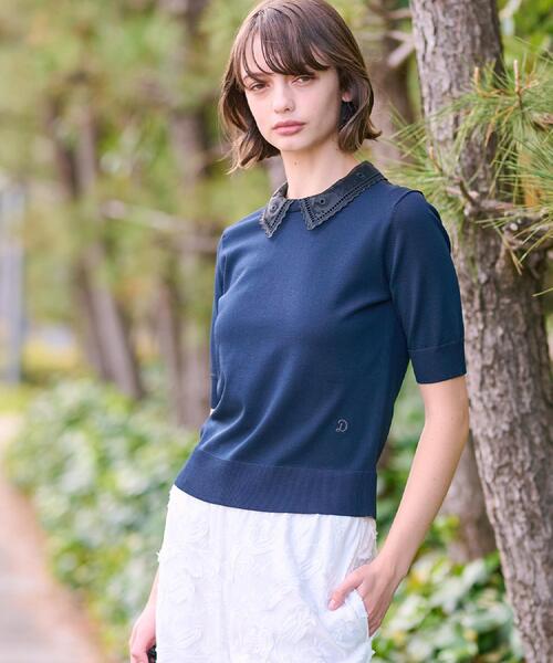 「DRESSTERIOR」 半袖ニット 36 ベージュ レディース_画像4
