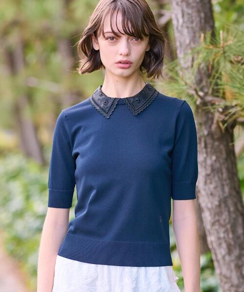 「DRESSTERIOR」 半袖ニット 36 ベージュ レディース_画像5