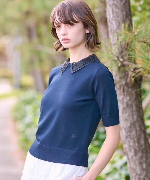 「DRESSTERIOR」 半袖ニット 36 ベージュ レディース_画像6