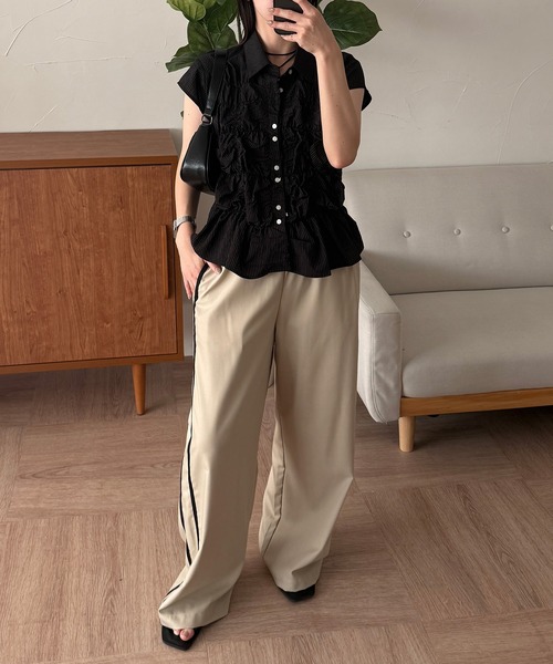 「MUHET」 スラックス MEDIUM チャコールグレー レディース_画像2