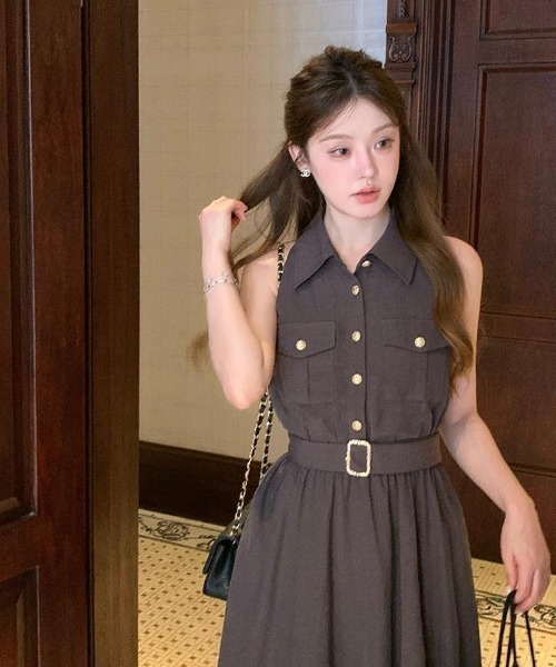 FAVORITO ワンピース ノースリーブ襟付きワンピース : ZOZOTOWN Yahoo