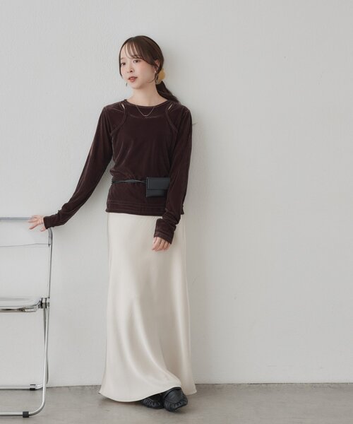 tシャツ 「WEB限定」レイヤード風シアーベロアロングスリーブＴシャツ レディース | Discoat | 09