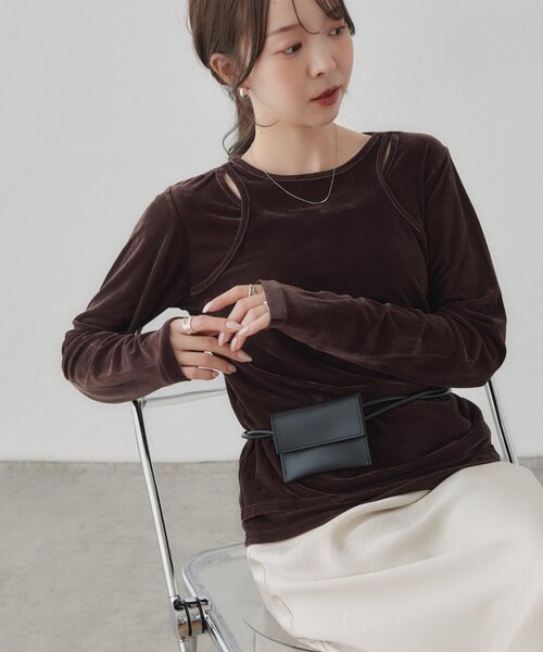 tシャツ 「WEB限定」レイヤード風シアーベロアロングスリーブＴシャツ レディース | Discoat | 14