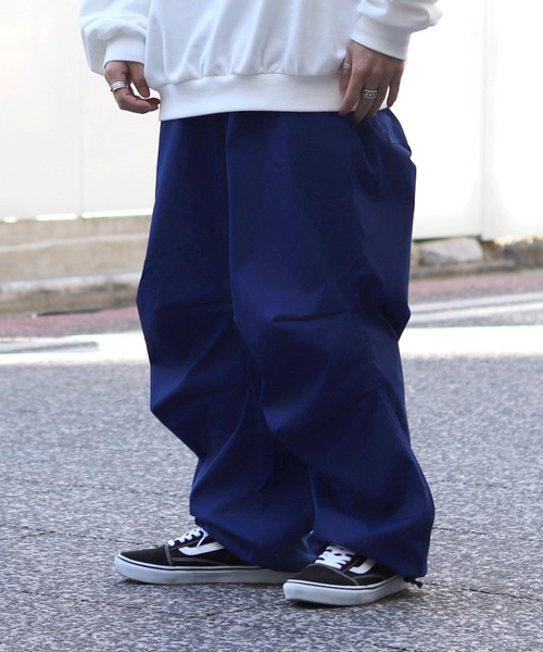 パンツ ワイドパラシュートパンツ 裾ドローコード スノーパンツ