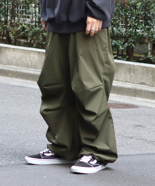 パンツ ワイドパラシュートパンツ 裾ドローコード スノーパンツ