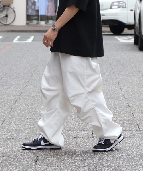 パンツ ワイドパラシュートパンツ 裾ドローコード スノーパンツ