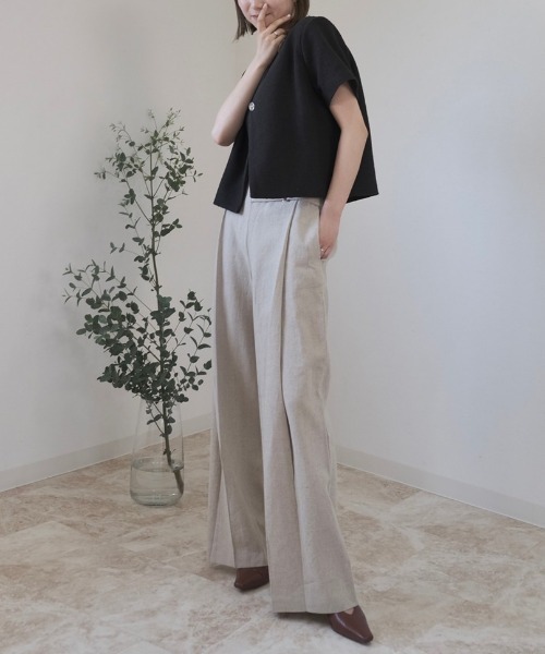新品未使用】plage ノーカラー half sleeve ジャケット36半袖