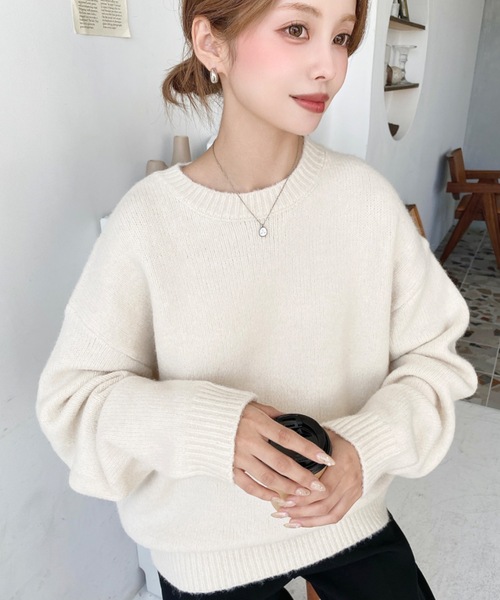 新品 MOYURU 萌 もゆる コットンリネン ニット プルオーバー リネンニット women/M 長袖プルオーバー（杢ネイビー） | iichi