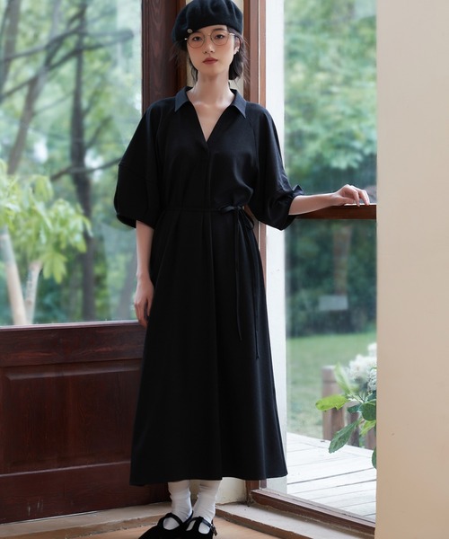 On One's Own ワンピース フォルムボリュームスリーブワンピースリボン
