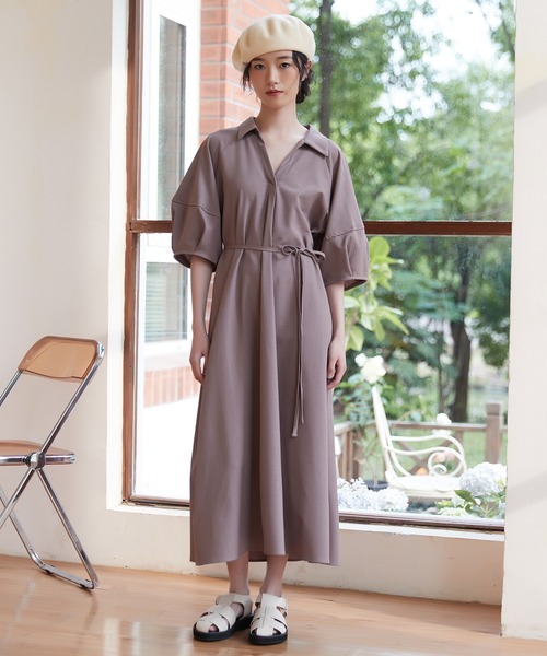 On One's Own ワンピース フォルムボリュームスリーブワンピースリボン