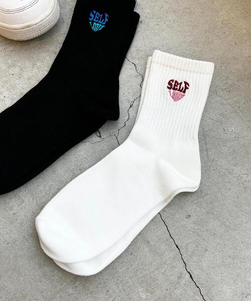 WEGO 靴下 WEGO/ハートロゴ刺繍ソックス レディース : ZOZOTOWN