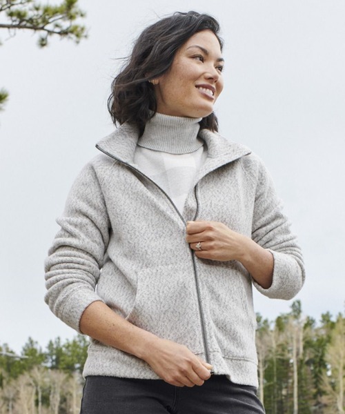 カーディガン ヘリテージ・マールド・フリース、ジップ・カーディガン 米国フィット・プチ レディース L.L.Bean カーディガン ヘリテージ・マールド・フリース、ジップ