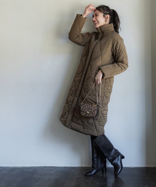 coca ダウン ダウンジャケット ダイヤキルトフード付きロングコート