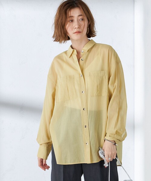 SHIPS for women / シップスウィメン 〈手洗い可能〉シアー ダブル ポケット シャツ ◇ セール】〈手洗い可能〉シアー ダブル ポケット シャツ