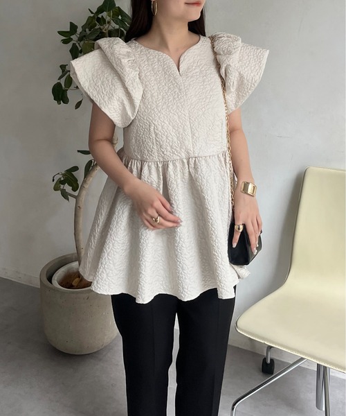 Heve ハートネックペプラムブラウス Vanilla 新品 prose verse ブラウス シャツ ハートネックバルーンスリーブ