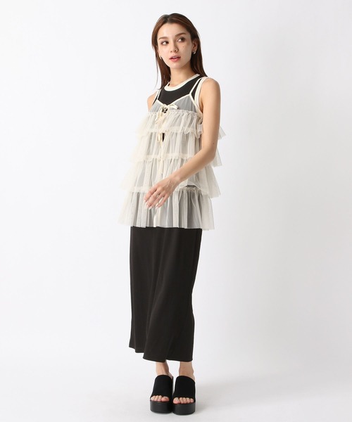 【新品】ebure✴︎2024ss✴︎ワンピース size36 セール】【2024SS】ドットチュールキャミワンピース（ワンピース