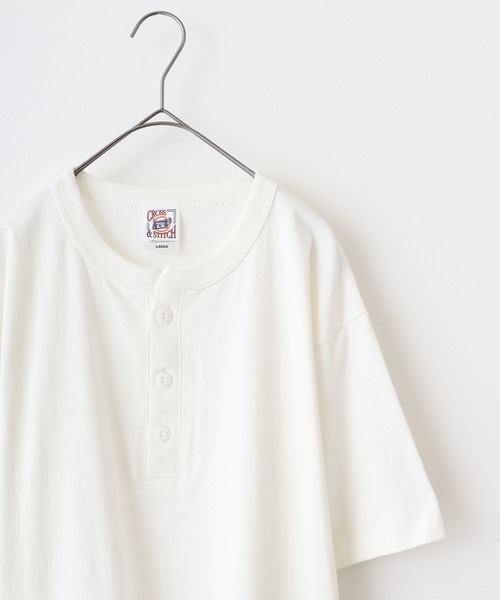 CROSS & STITCH ヘンリーネック tシャツ CROSS ＆ STITCH 6.2オンス