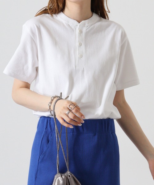 CROSS & STITCH ヘンリーネック tシャツ CROSS ＆ STITCH 6.2オンス