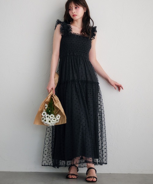 fupel ワンショルネックリボンポンチミニワンピース one-shoulder neck ribbon punch mini onepiece /ワンショル