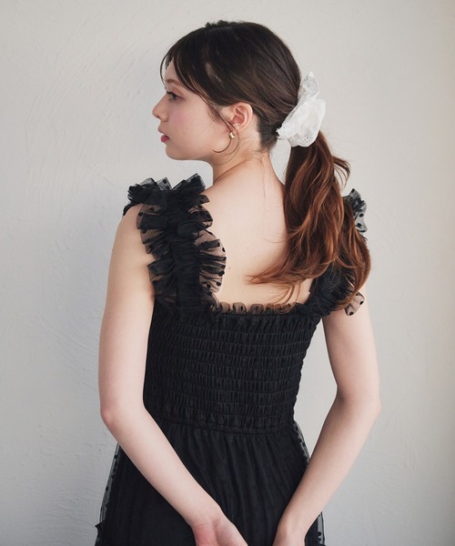 fupel ワンピース shoulder volume tulle cami onepiece / ショルダー