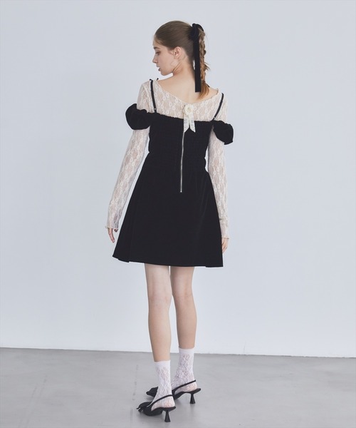 ワンピース 2wayショルダーフレアミニワンピース レディース  