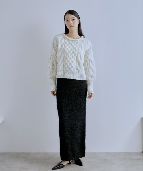 Olu. スカート シャギーIラインニットスカート : ZOZOTOWN Yahoo