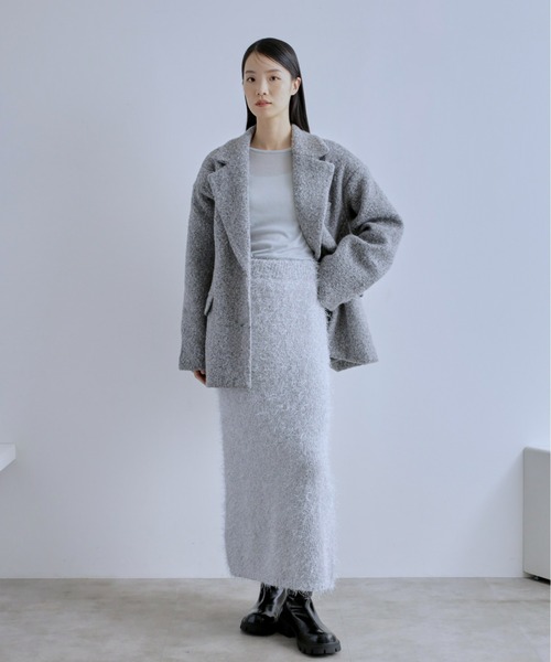 新品☆Lトール♪袖シャギーニット＆ロングスカート♪1.6万円のお品〇B821 新品☆Lトール♪袖シャギーニット＆ロングスカート♪1.6万円のお