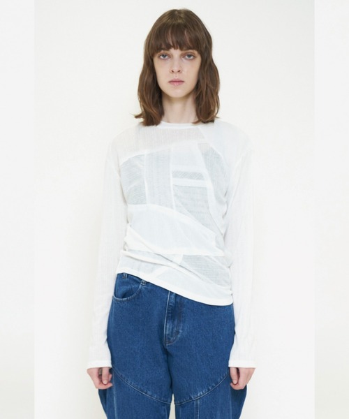 tシャツ PATCHWORK RIB TOP レディース