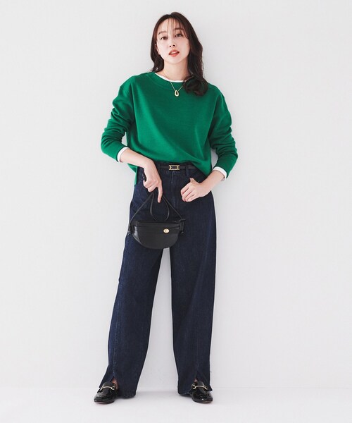 美品＊アドーア コットン混ミラノリブニット 38 ミントグリーン クルーネック fuwaっと ニットプルオーバー/Green Parks（グリーン パークス