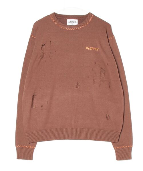 BADWAY（バッドウェイ） セーター ニット damage stechi knit メンズ 