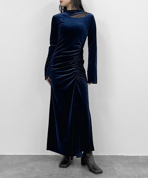 LVEU.（ラブユ） ワンピース 「LVEU.」変形ギャザーマーメイドベロア