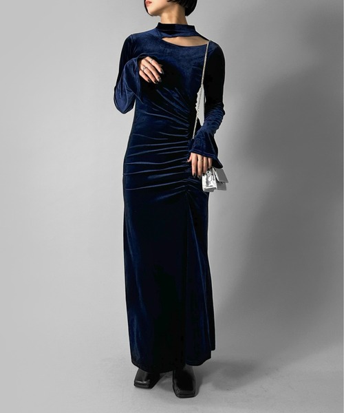 LVEU.（ラブユ） ワンピース 「LVEU.」変形ギャザーマーメイドベロア