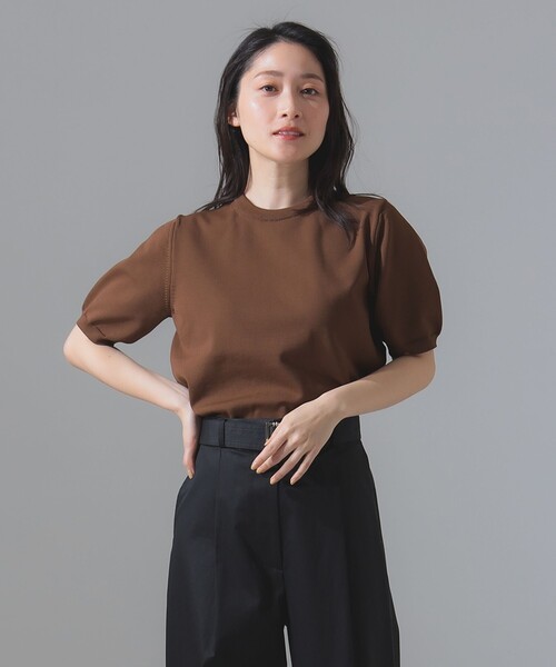 ニット セーター SLOANE / 別注 14ゲージ 天竺 ハーフスリーブ クルーネック ニット 「手洗い可」 レディース SLOANE ニット セーター / 別注 14ゲージ 天竺 ハーフスリーブ