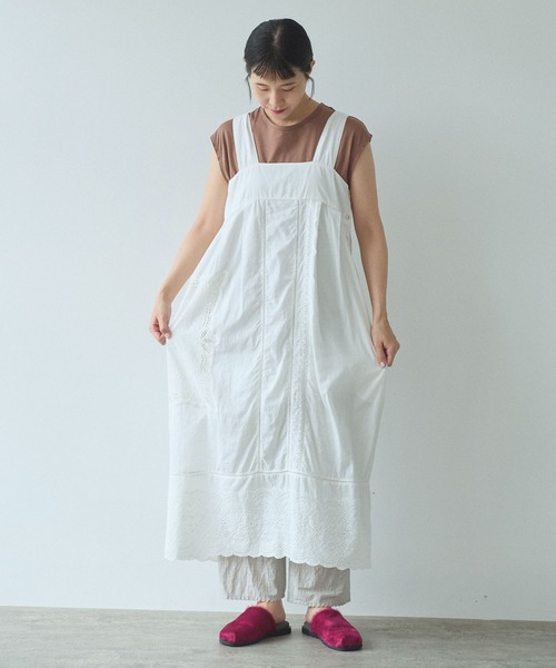 yuni ジャンパースカート カットワーク刺繍 ジャンパースカート