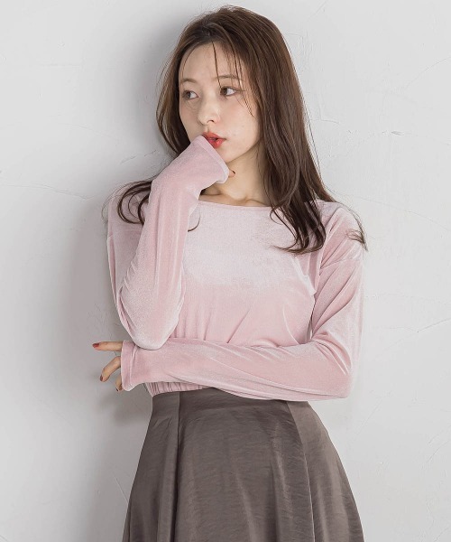 QUEENS COURT（クイーンズコート） tシャツ ニュアンスベロアバック