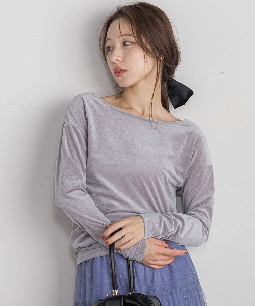 QUEENS COURT（クイーンズコート） tシャツ ニュアンスベロアバック