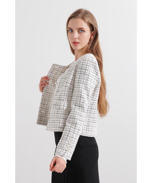 Pinky&Dianne ノーカラージャケット ホワイト サイズ36 Pinky&Dianne ノーカラージャケット ホワイト サイズ36 PINKY&DIANNE