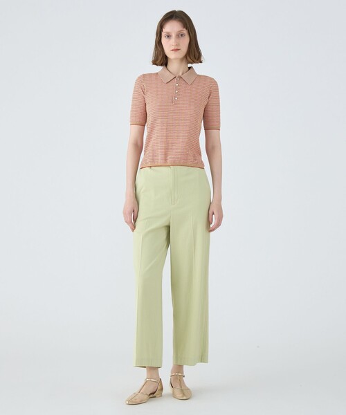 MACPHEE パンツ コットンレーヨンリネンストレッチ ストレート