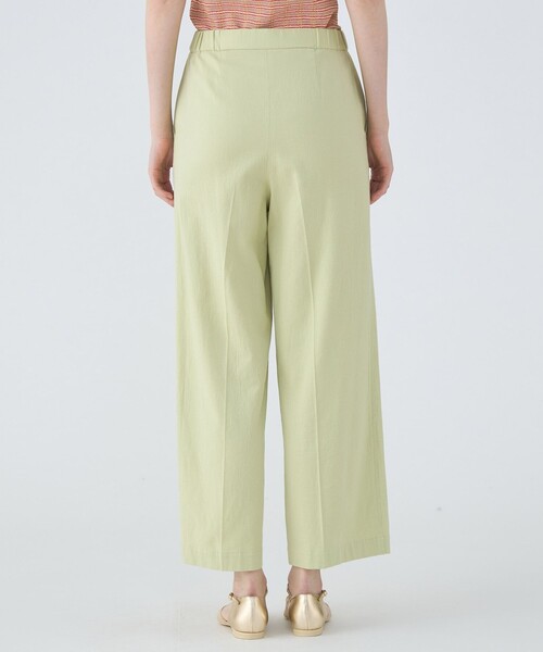MACPHEE コットンレーヨンリネンストレッチ ストレートパンツ　グリーン MACPHEE パンツ コットンレーヨンリネンストレッチ ストレート