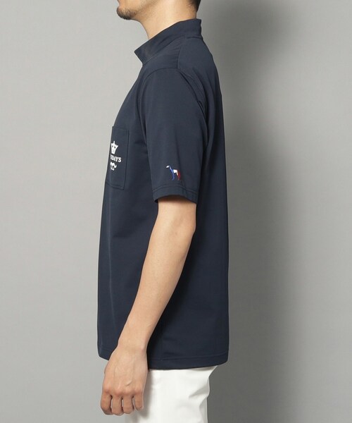 【新レーベル ADABAT NAVY】UVカット吸水速乾 ポケット付モックネックT 新レーベル ADABAT NAVY】UVカット/吸水速乾 ポケット付モック