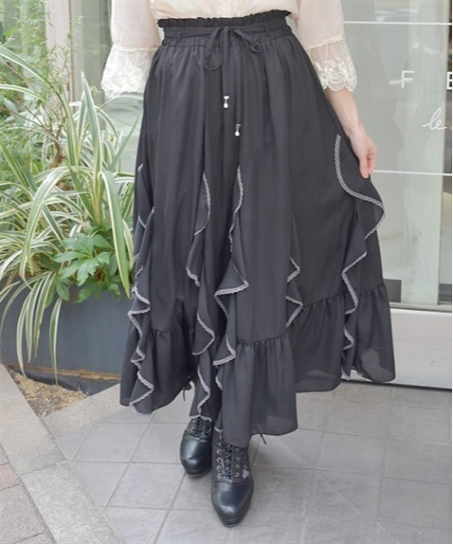 axes femme（アクシーズ ファム） ロング スカート シフォン×ラッフル