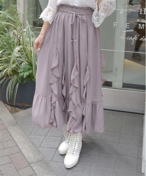 axes femme（アクシーズ ファム） スカート シフォン×ラッフルフリル