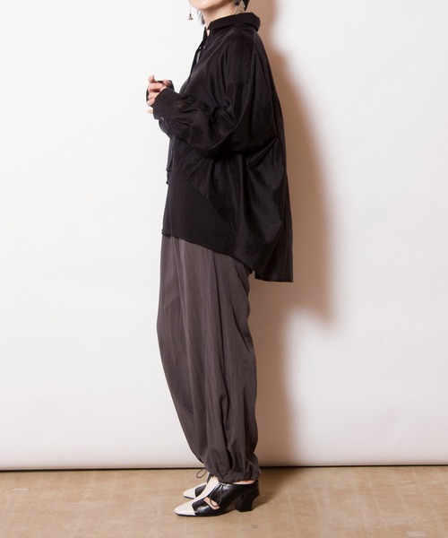 ブラウス シャツ シアーバックギャザーブラウス レディース OSMOSIS ブラウス シャツ シアーバックギャザーブラウス
