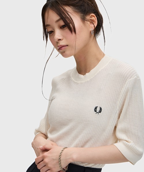 FRED PERRY tシャツ Sheer Knit High Neck Top／シアーニット