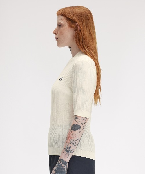 FRED PERRY tシャツ Sheer Knit High Neck Top／シアーニット