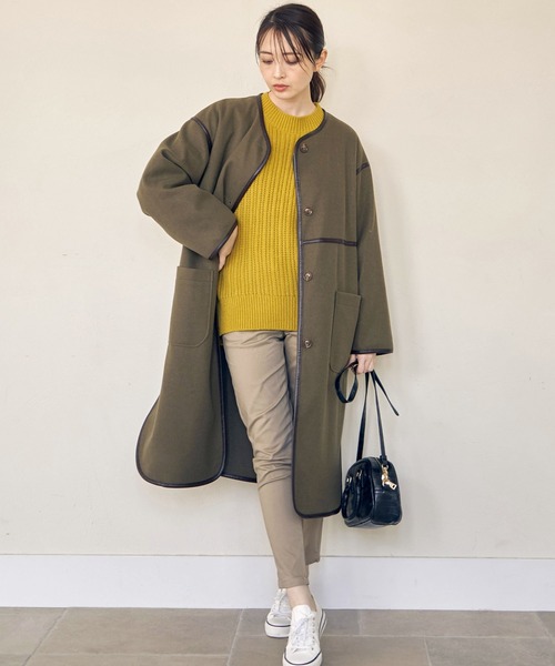 「ikka」 ノーカラーコート L グレー系その他 レディース_画像5